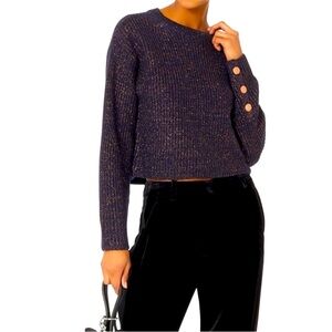 Rag & bone Jubilee Metalic Lurex Rose Gold and Blue Cropped Women's Sweater S